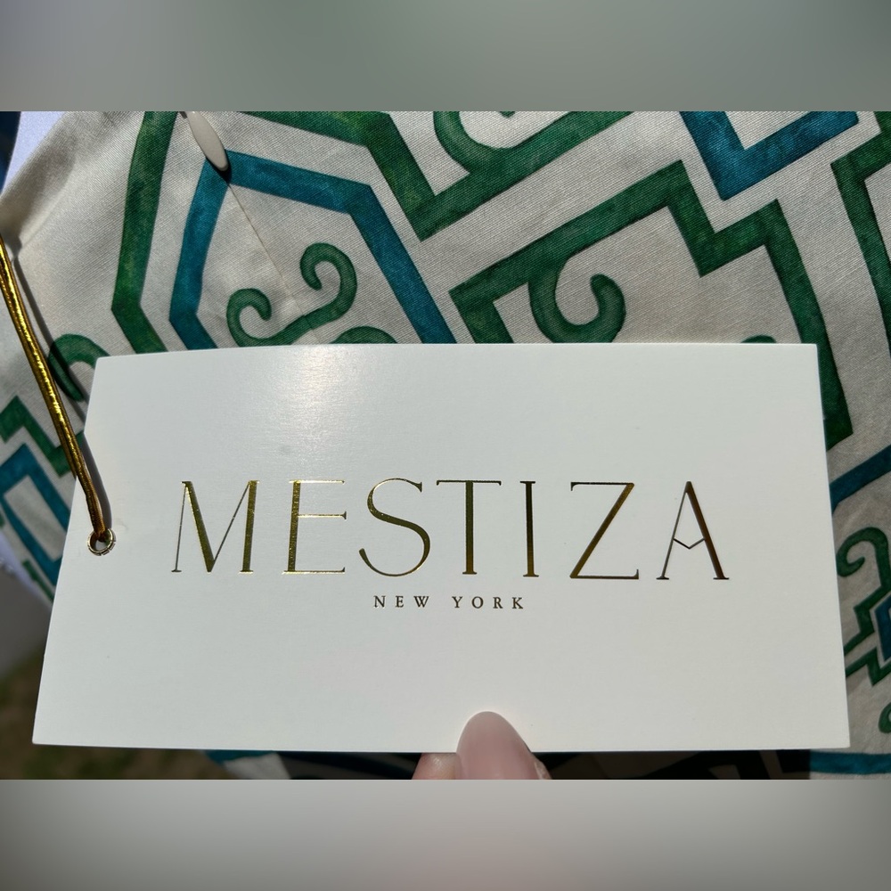NWT🌷Mestiza N.Y. Havana Print Poplin High Square Neck Fit-and-Flare Mini Dress - Picture 11 of 12